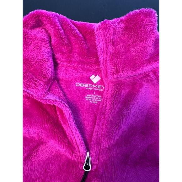 Obermeyer Fleece Sweatshirt Girls Large Quarter Zip Jacket Fuchsia Pink Purple - Picture 5 of 7